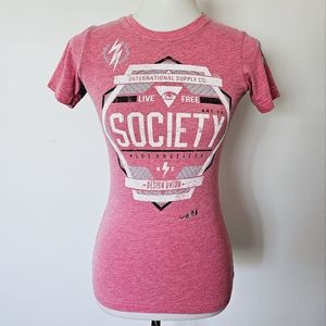 Buckle Society Pink & Gray Spacedye Crewneck Short Sleeve Graphic Tee Size XS